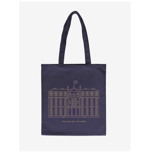 エリゼ宮公式ブティック限定のコットンバッグ。ヴォージュ地方の織物メゾンLe Sac Citoyenが手がける、フランス製コレクターズアイテムです。